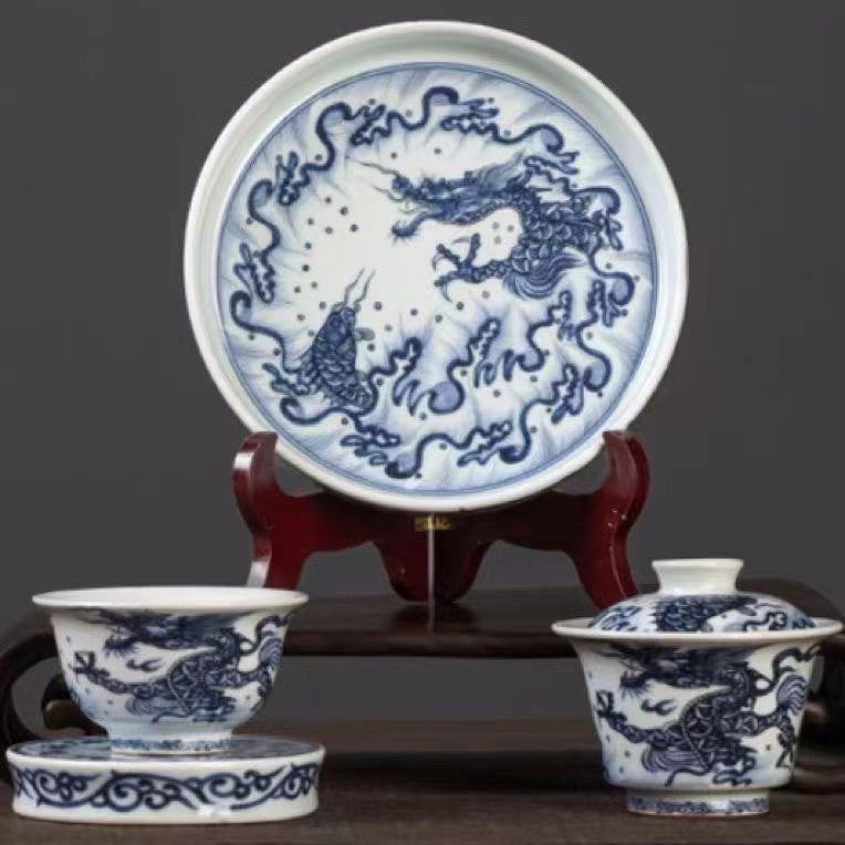 Fish and dragon bowl set